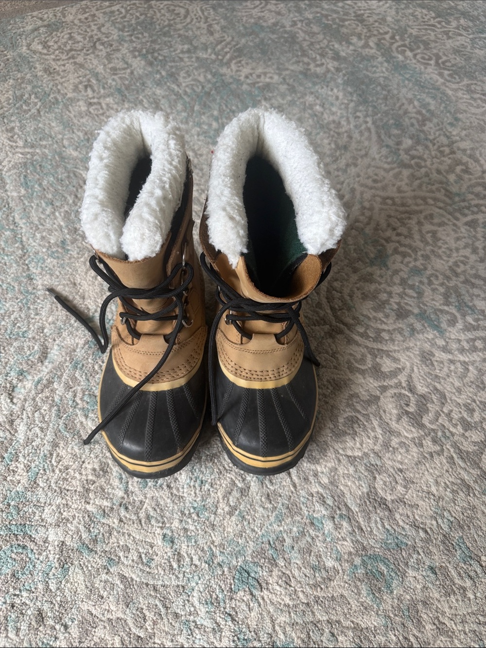 Sorel Kids Black, Tan & White Insulated Lace-Up Snow Boots